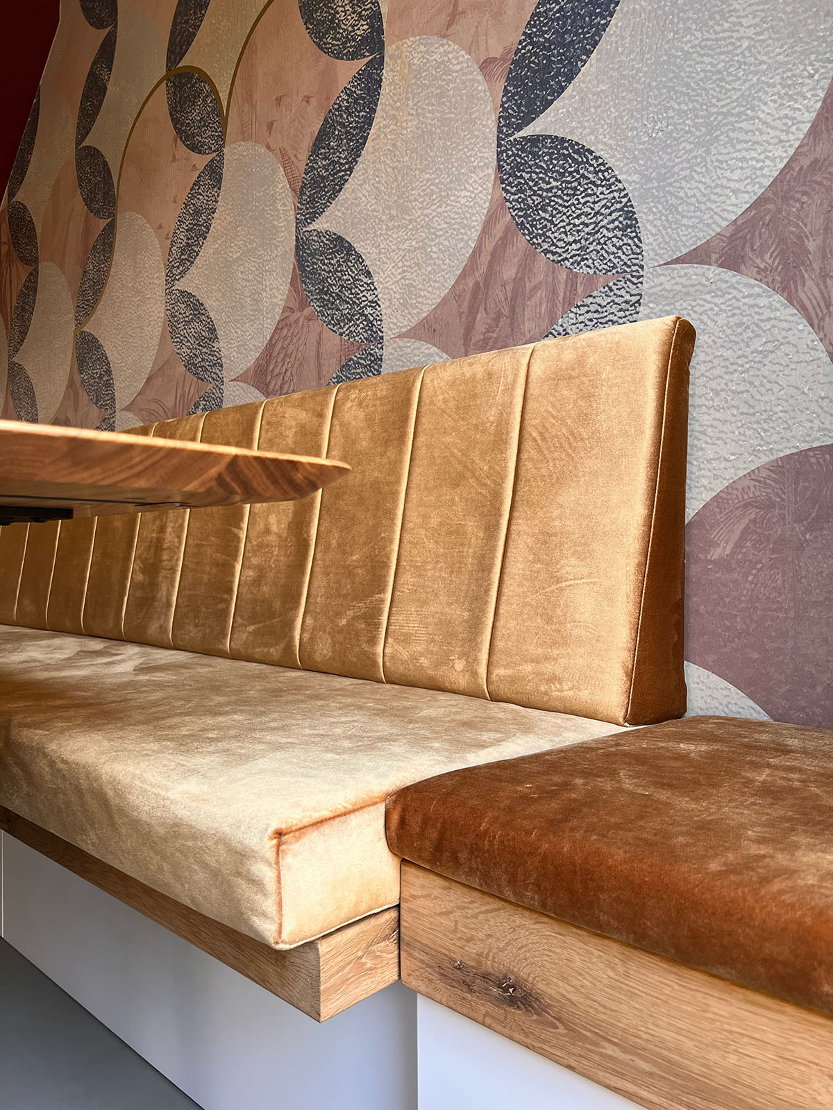 keukenbank velours goud