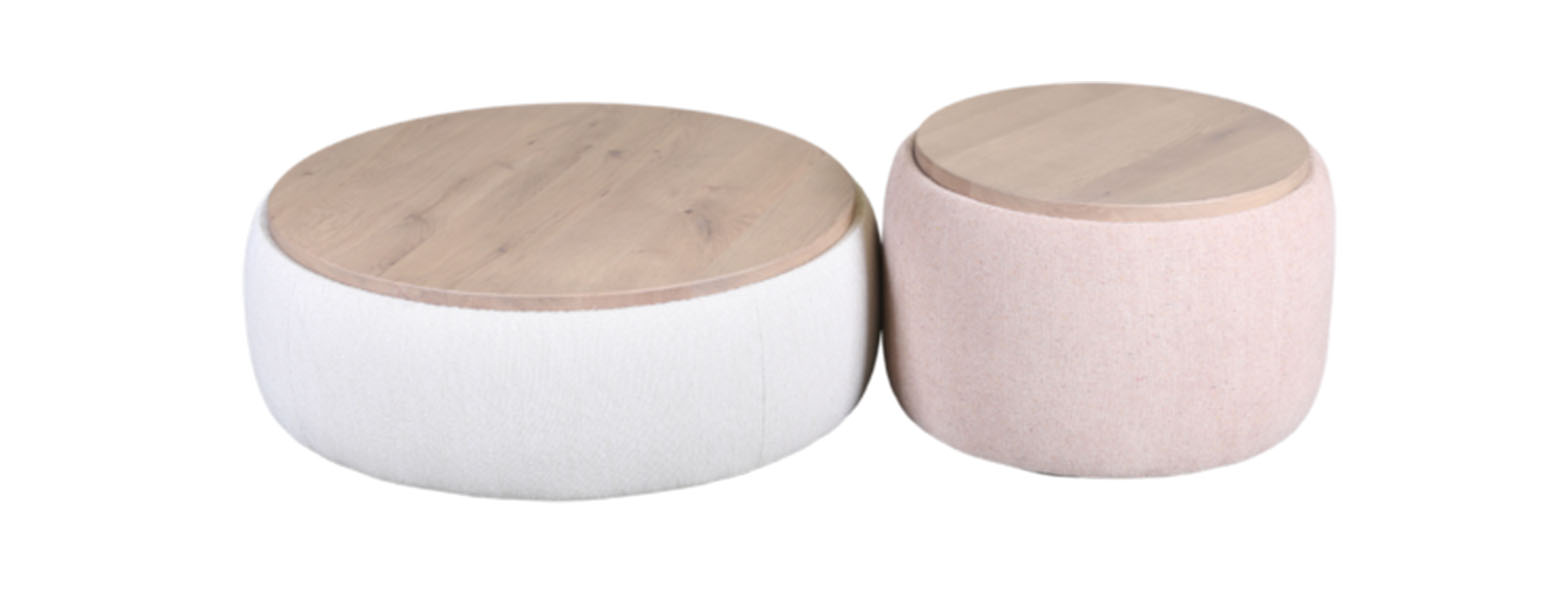 Mesa poef met luxe houten blad
